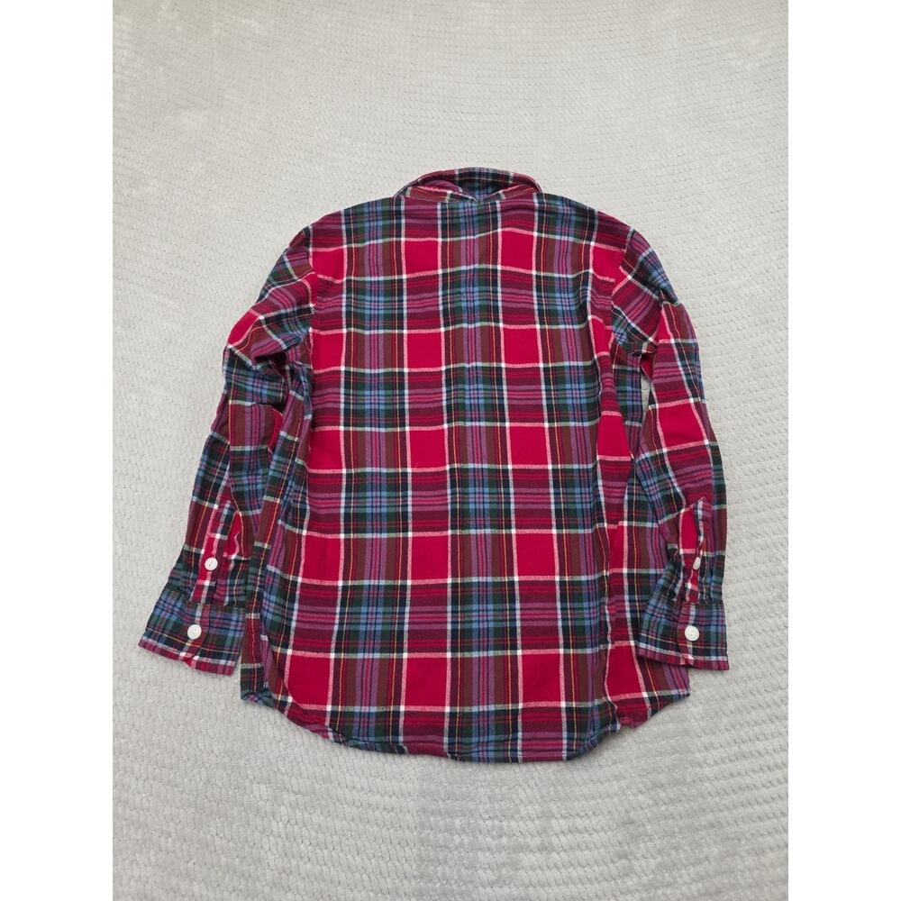 Lands End Kids Shirt Boys Large 14/16 Red Plaid Flannel Button Up - Picture 7 of 8